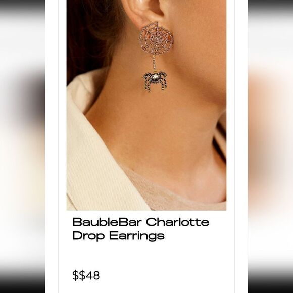 New BAUBLEBAR Charlotte drop Spider Web Rhinestone earrings - Picture 2 of 8